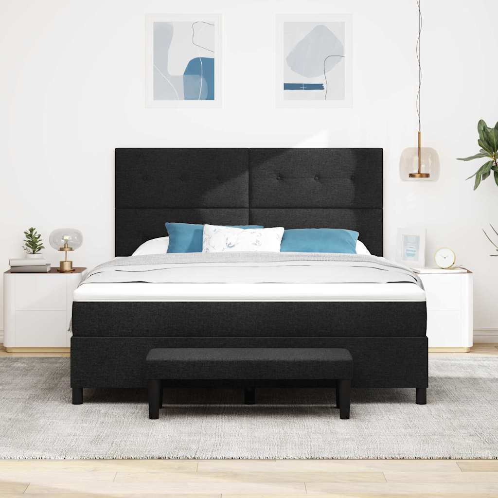 Letto a molle con testiera Nero 180 x 200 cm Tessuto | homemem39