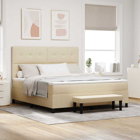 Letto a molle con testiera Crema 180 x 200 cm Tessuto | homemem39