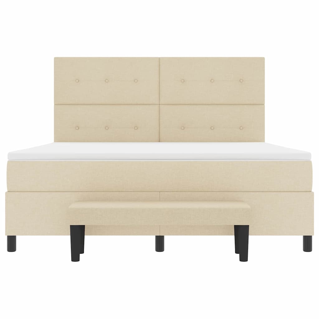 Letto a molle con materasso Crema 180 x 200 cm Tessuto