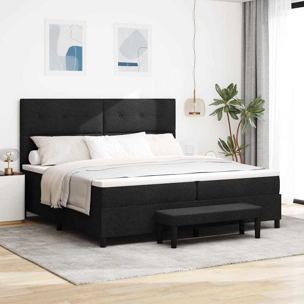 Letto a molle Nero 200 x 200 cm Tessuto & Legno multistrato - homemem39