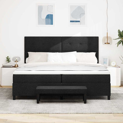 Letto a molle con testiera Nero 200 x 200 cm Tessuto