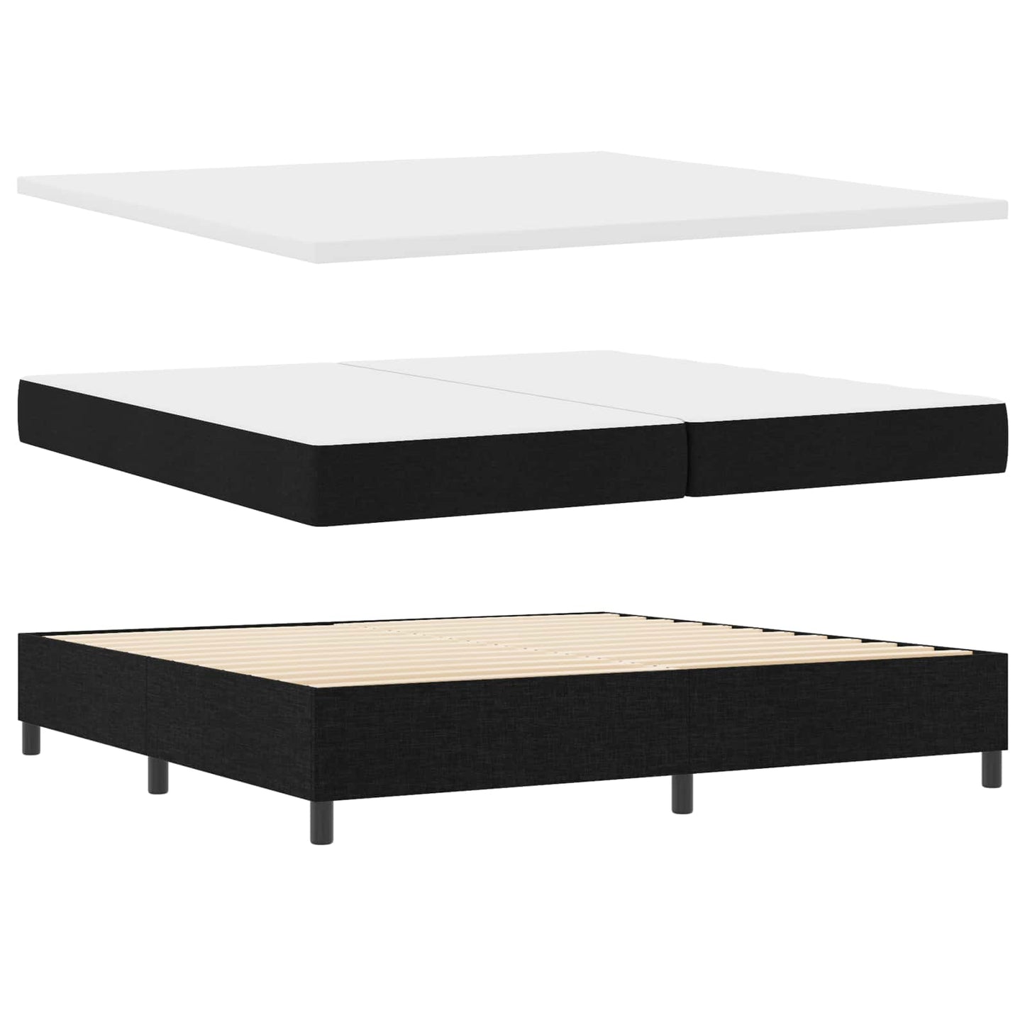 Letto a molle con testiera Nero 200 x 200 cm Tessuto