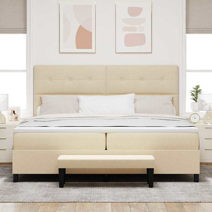Letto a molle con testiera Crema 200 x 200 cm Tessuto | homemem39