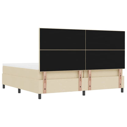 Letto a molle con testiera Crema 200 x 200 cm Tessuto | homemem39