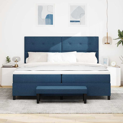 Letto a molle con testiera Blu 200 x 200 cm Tessuto | homemem39