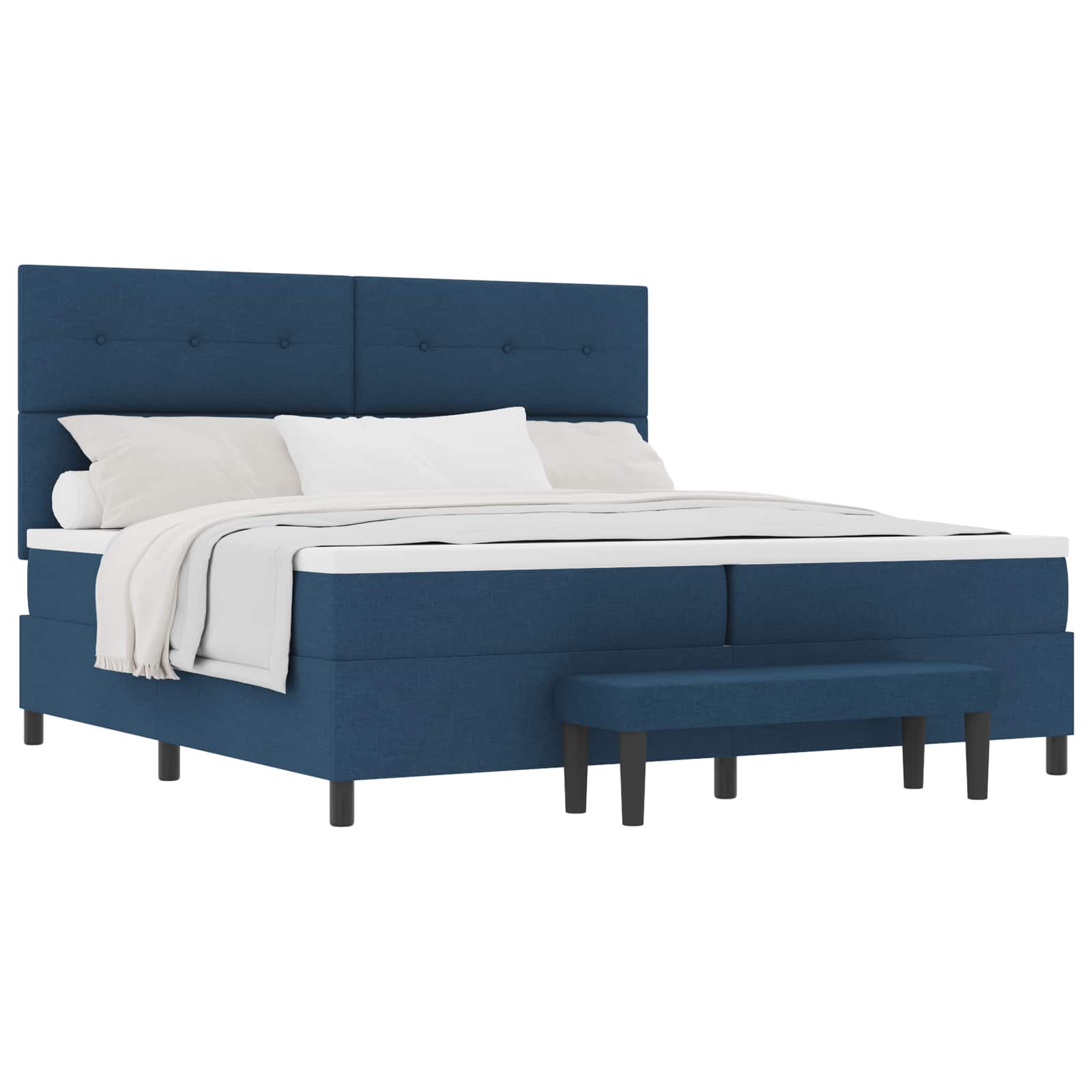 Letto a molle con testiera Blu 200 x 200 cm Tessuto | homemem39