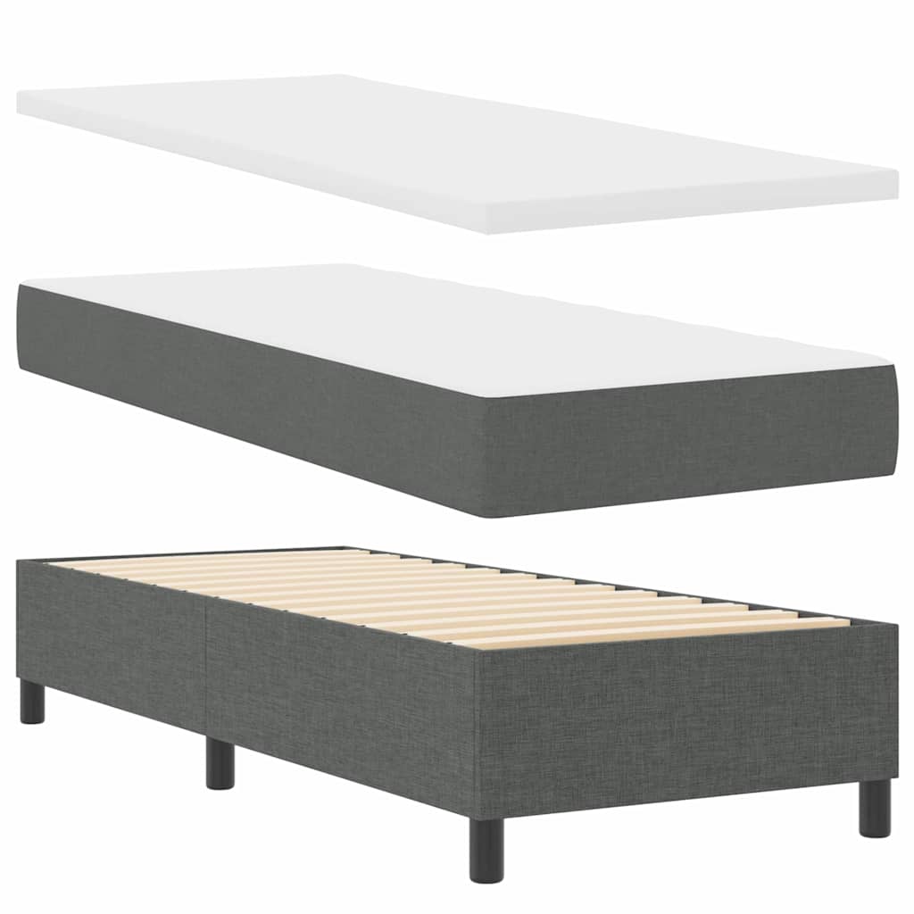 Letto a molle con testiera Grigio scuro 80 x 200 cm Tessuto
