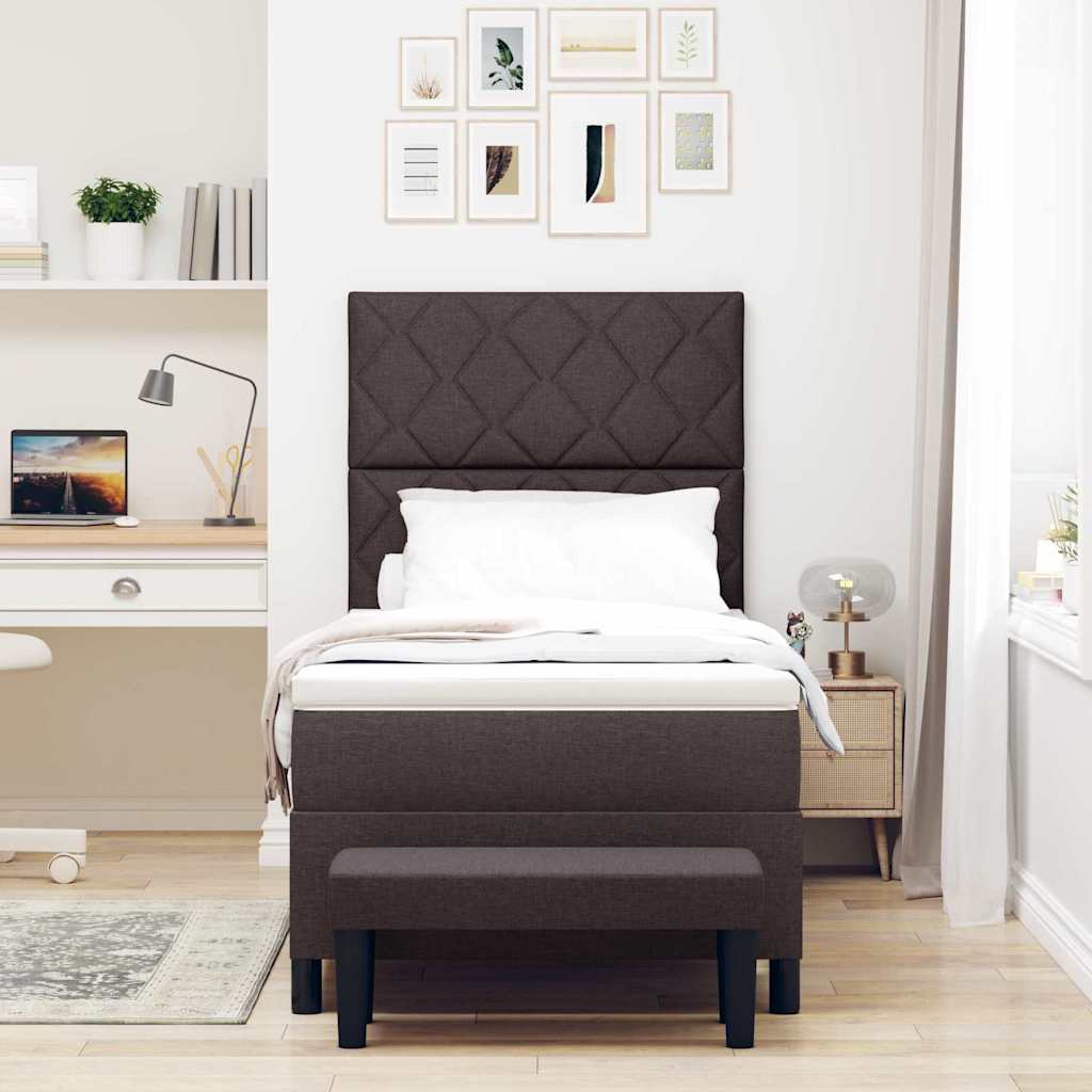 Letto a molle con cuscino Marrone Scuro 90 x 190 cm Tessuto | homemem39