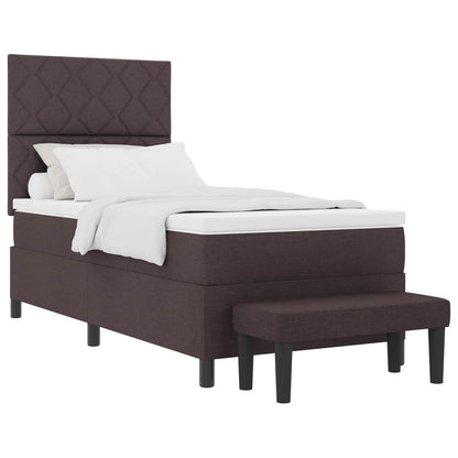 Letto a molle con cuscino Marrone Scuro 90 x 190 cm Tessuto | homemem39