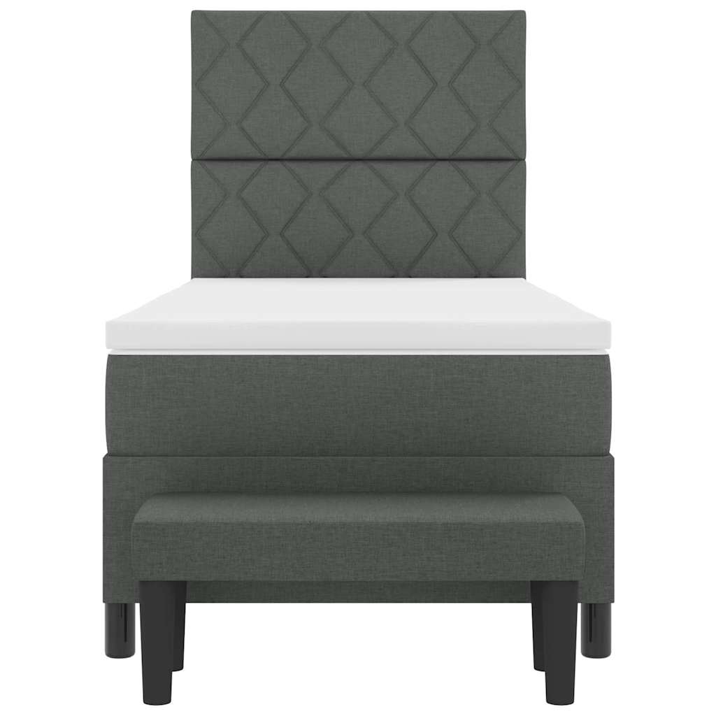 Letto a molle con materasso Grigio scuro 100 x 200 cm Tessuto