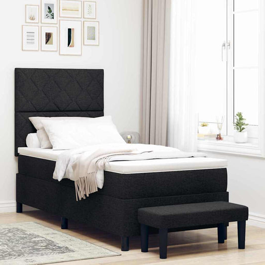 Letto a molle con materasso Nero 100 x 200 cm Tessuto