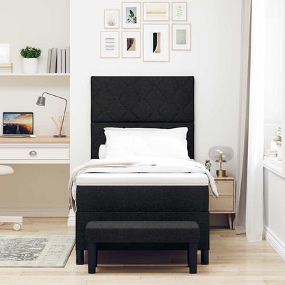 Letto a molle con materasso Nero 100 x 200 cm Tessuto