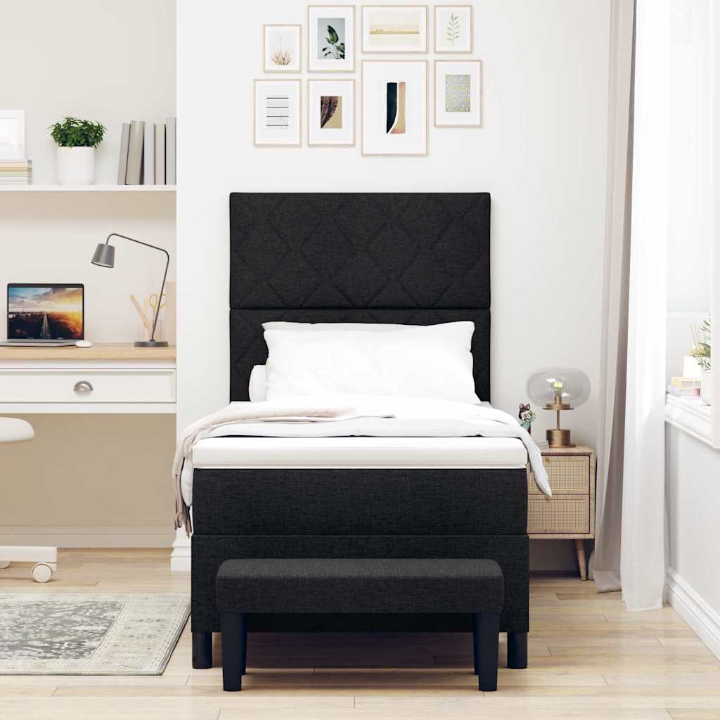 Letto a molle Nero 100 x 200 cm Tessuto & Legno multistrato - homemem39