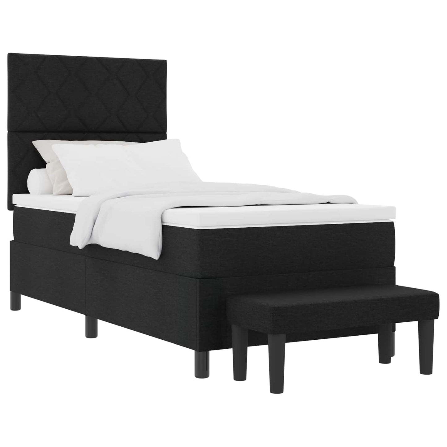 Letto a molle con testiera Nero 100 x 200 cm Tessuto | homemem39
