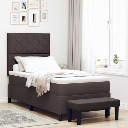 Letto a molle con materasso Marrone Scuro 100 x 200 cm Tessuto