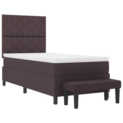 Letto a molle con materasso Marrone Scuro 100 x 200 cm Tessuto