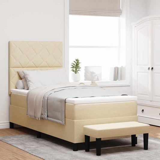 Letto a molle con materasso Crema 100 x 200 cm Tessuto