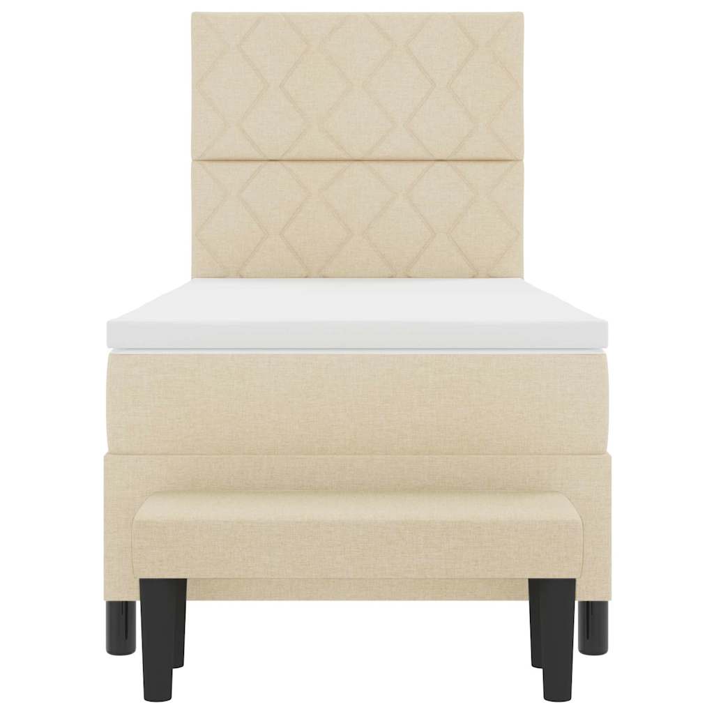 Letto a molle con materasso Crema 100 x 200 cm Tessuto