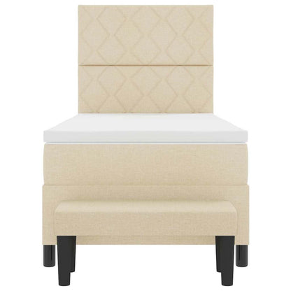 Letto a molle con materasso Crema 100 x 200 cm Tessuto