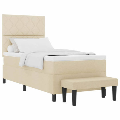 Letto a molle con materasso Crema 100 x 200 cm Tessuto