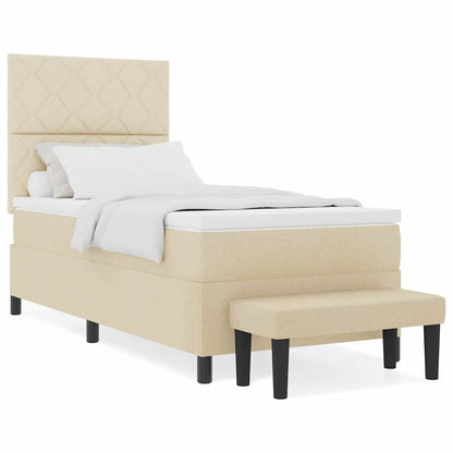 Letto a molle con materasso Crema 100 x 200 cm Tessuto