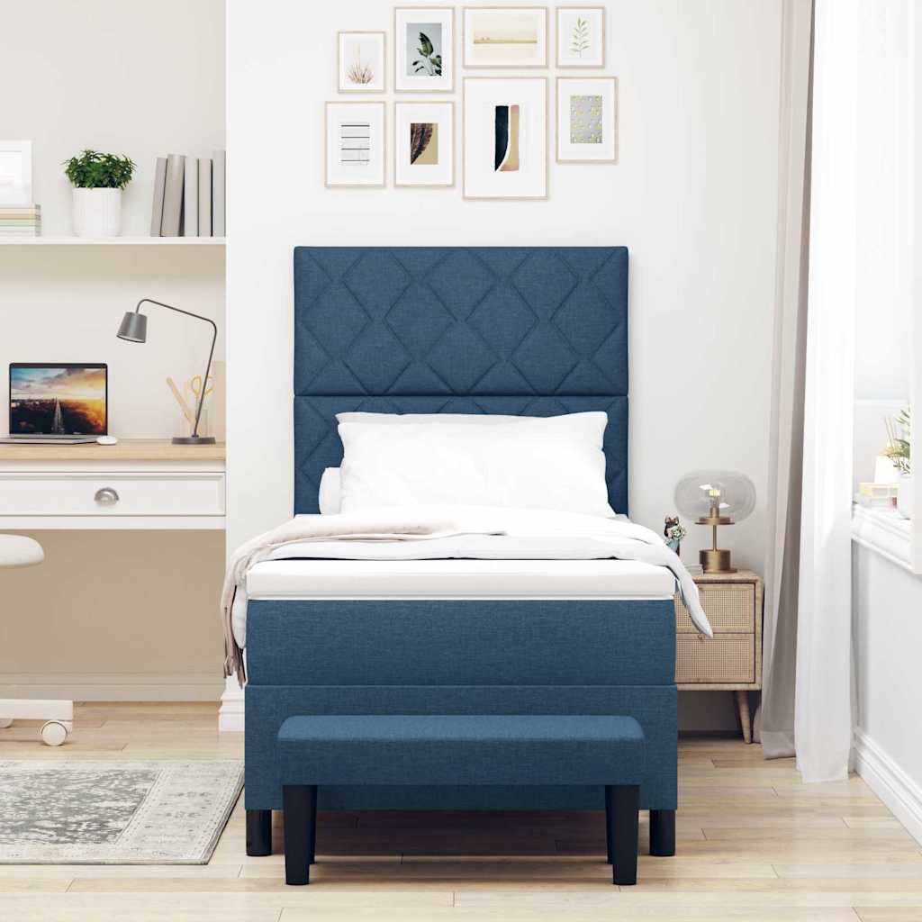 Letto a molle con testiera Blu 100 x 200 cm Tessuto | homemem39