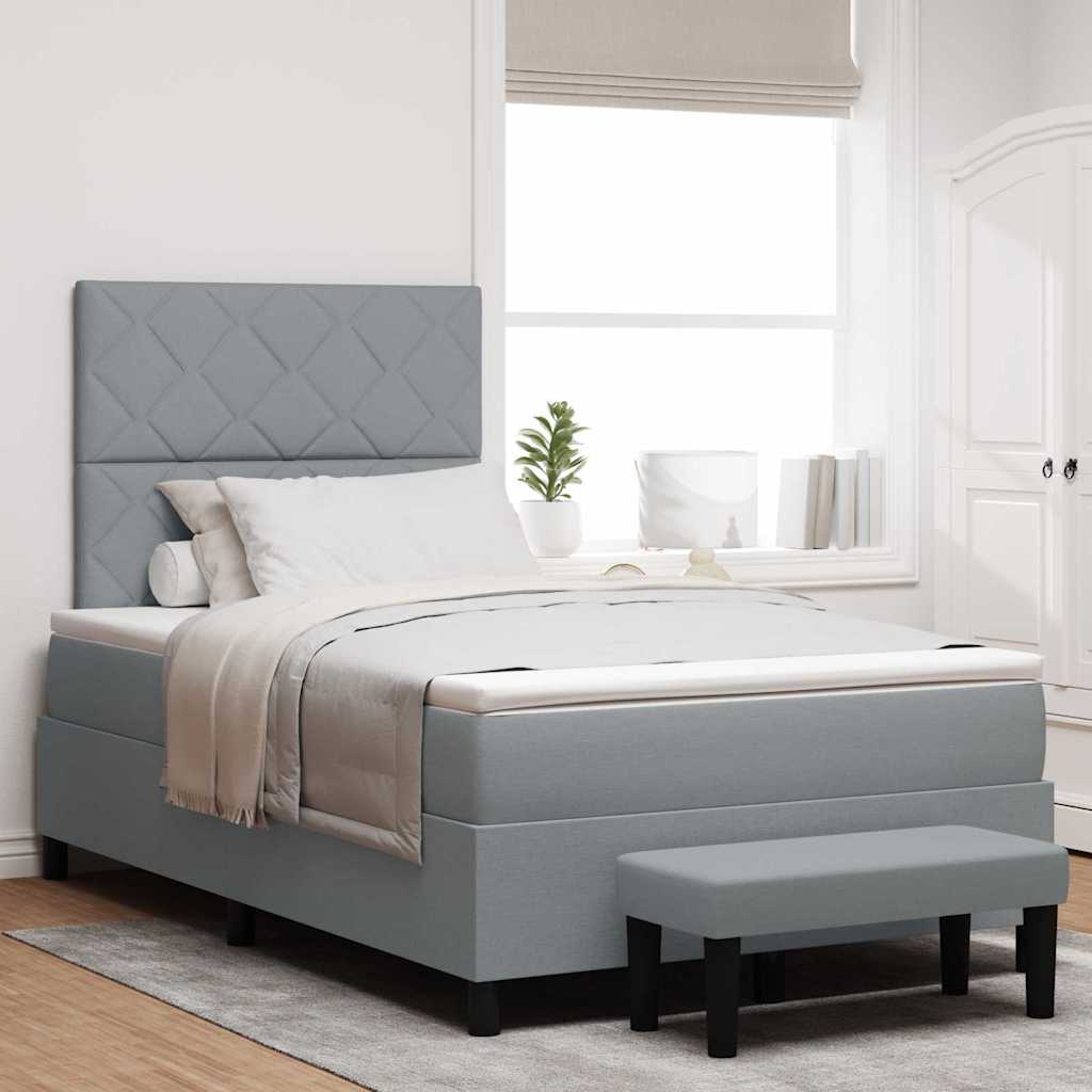 Letto a molle con testiera Grigio chiaro 120 x 190 cm Tessuto | homemem39