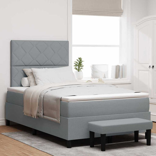 Letto a molle con testiera Grigio chiaro 120 x 190 cm Tessuto | homemem39