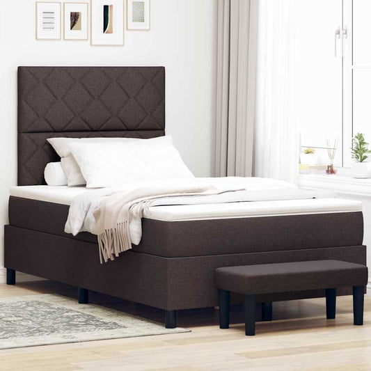 Letto a molle con testiera Marrone Scuro 120 x 190 cm Tessuto | homemem39