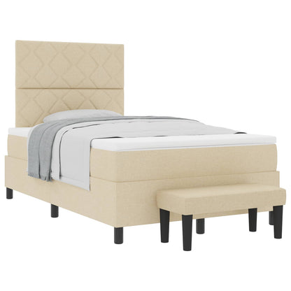 Letto a molle con testiera Crema 120 x 190 cm Tessuto | homemem39