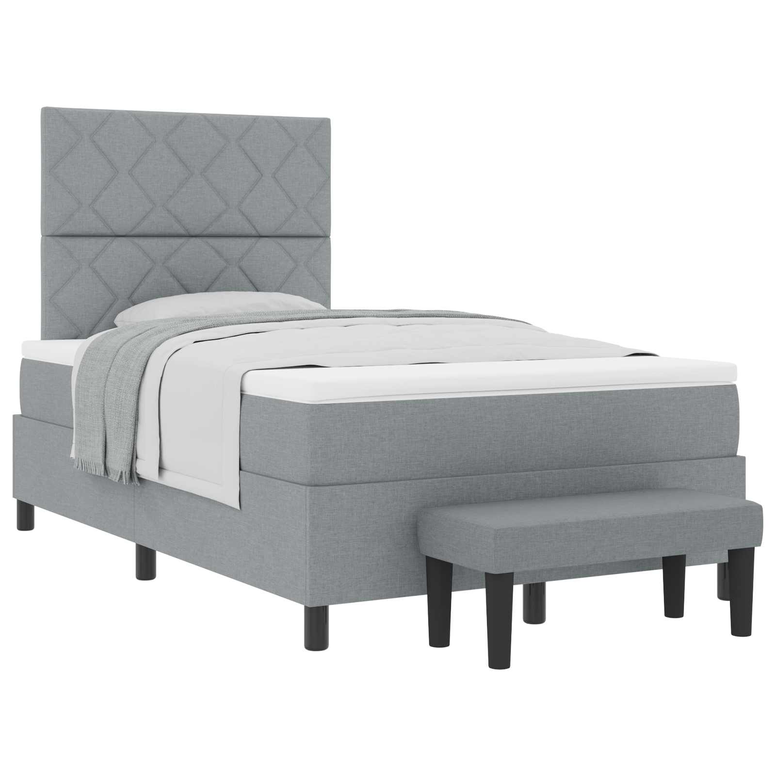 Letto a molle con testiera Grigio chiaro 120 x 200 cm Tessuto | homemem39