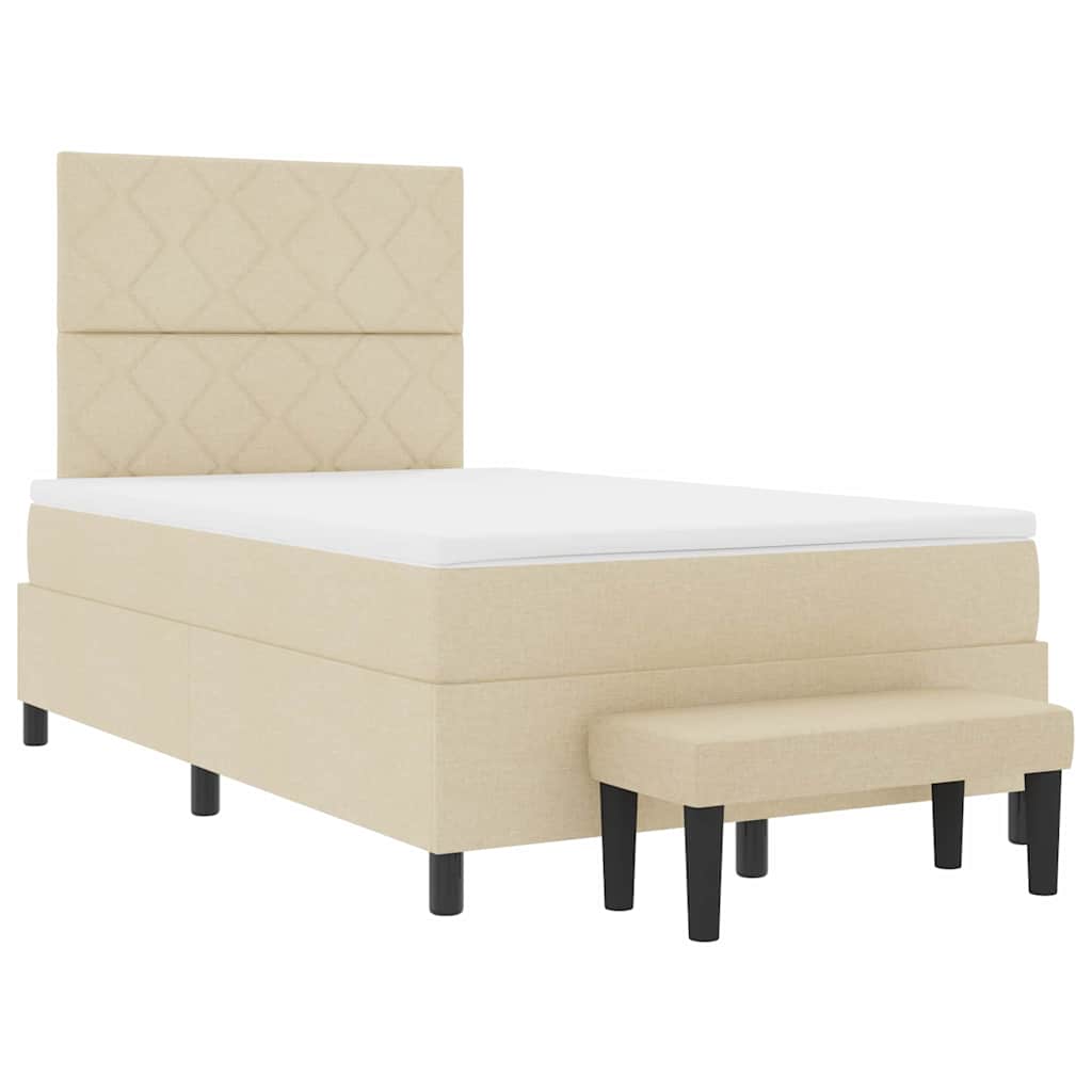 Letto a molle con testiera Crema 120 x 200 cm Tessuto | homemem39