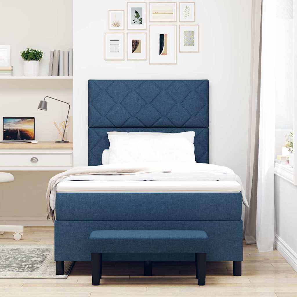 Letto a molle con testiera Blu 120 x 200 cm Tessuto | homemem39