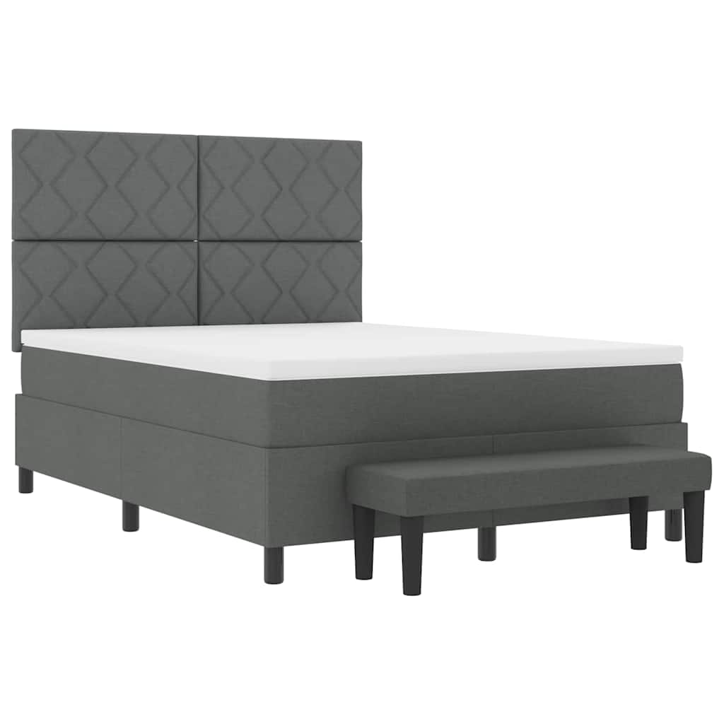 Letto a molle con testiera Grigio scuro 140 x 190 cm Tessuto | homemem39