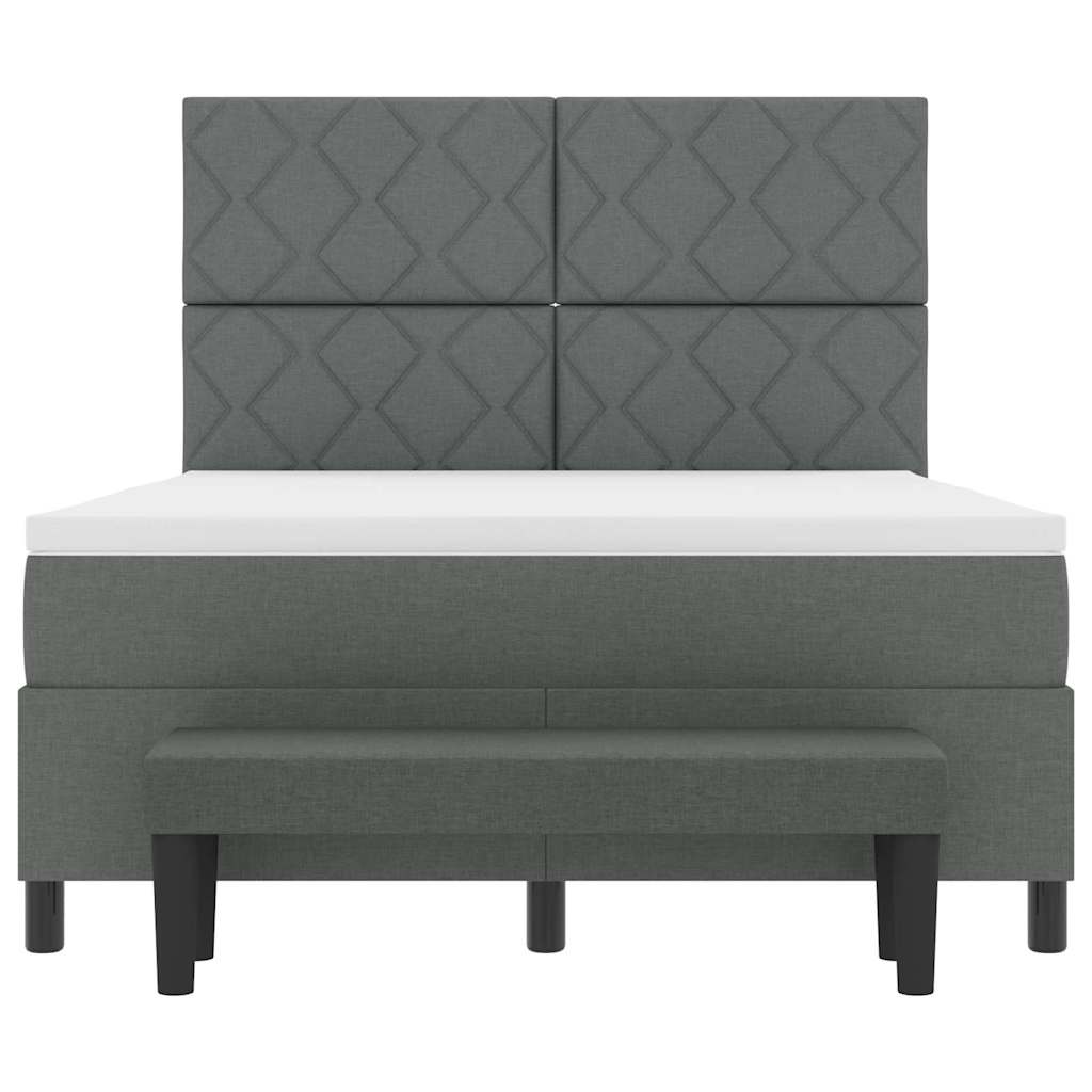 Letto a molle con testiera Grigio scuro 140 x 190 cm Tessuto | homemem39