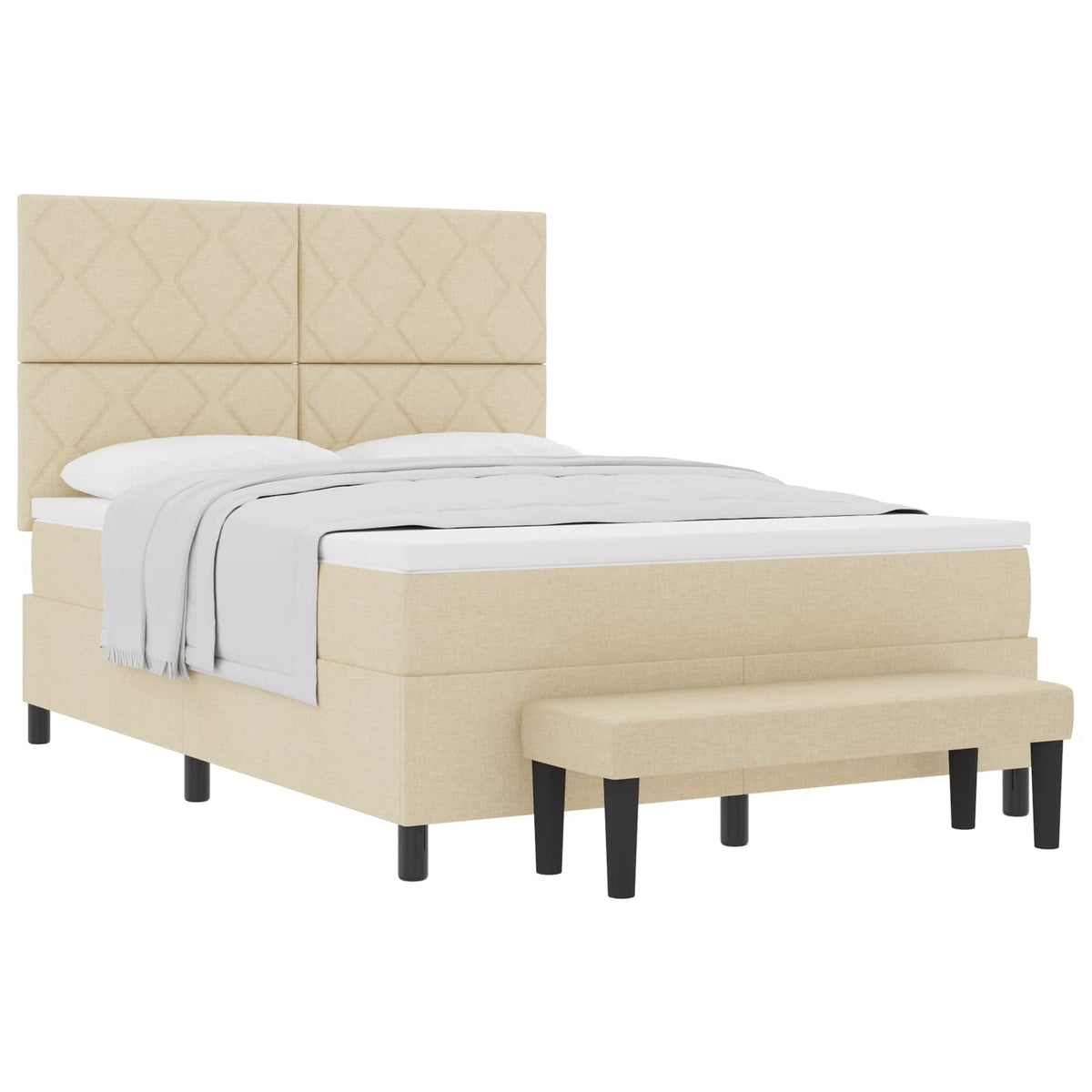 Letto a molle con testiera Crema 140 x 190 cm Tessuto | homemem39