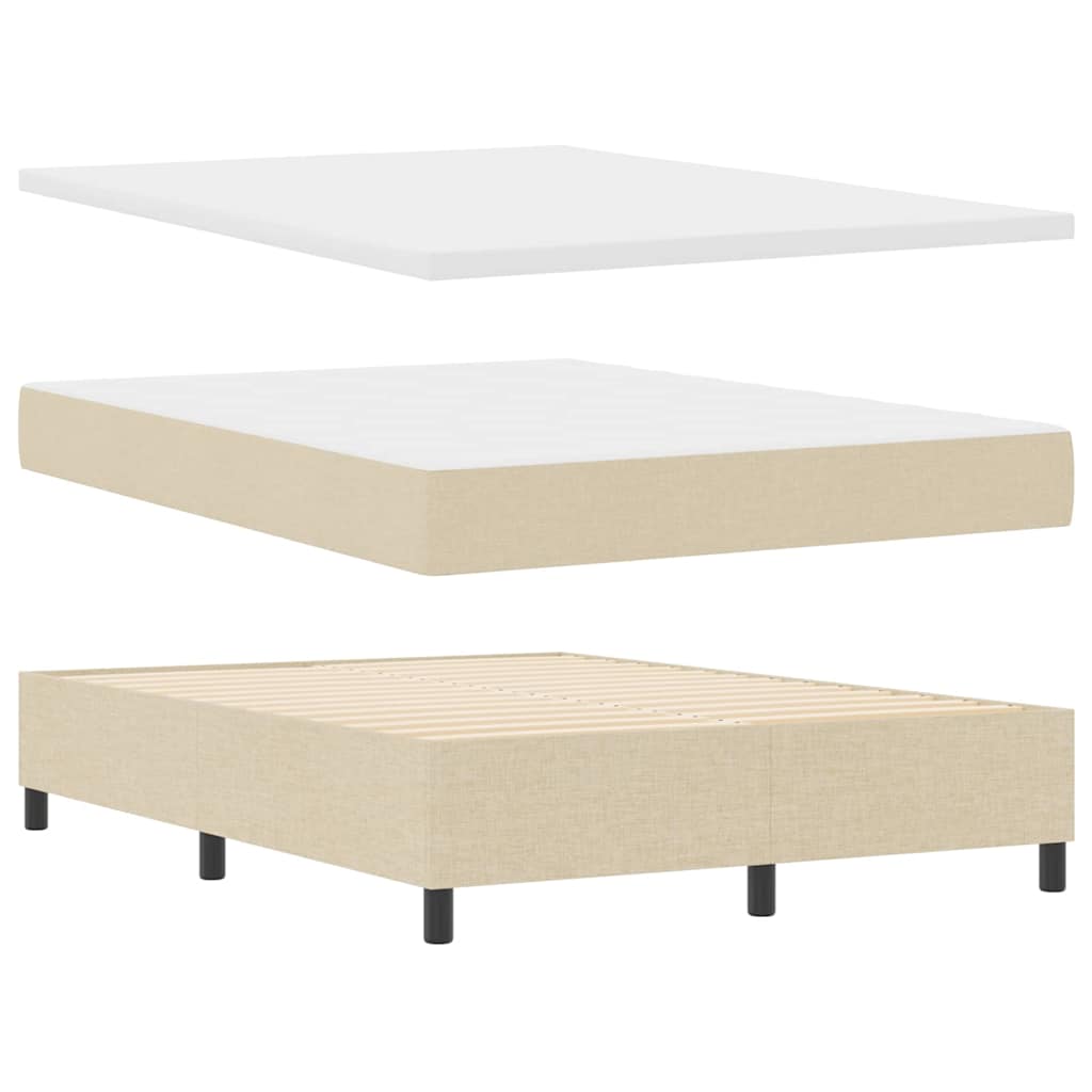 Letto a molle con testiera Crema 140 x 190 cm Tessuto | homemem39