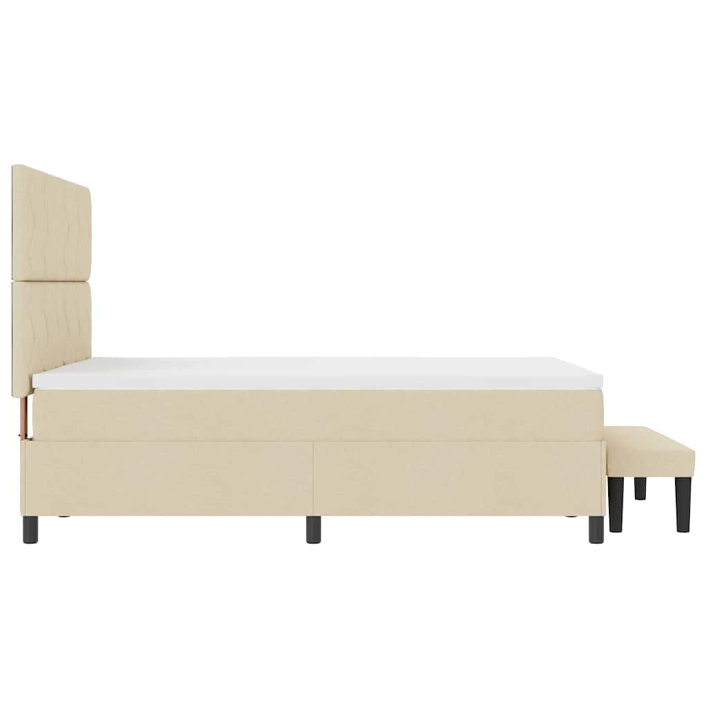 Letto a molle con testiera Crema 140 x 190 cm Tessuto | homemem39