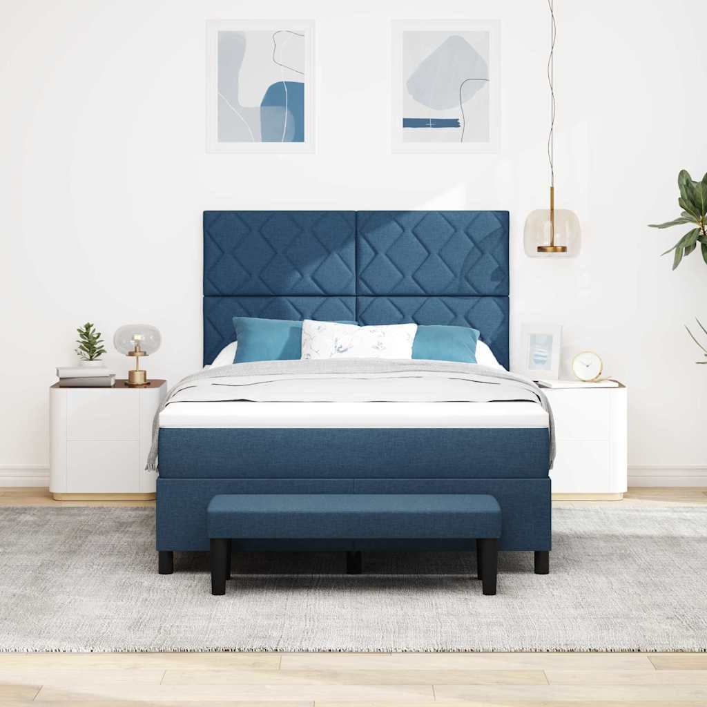 Letto a molle con testiera Blu 140 x 200 cm Tessuto | homemem39