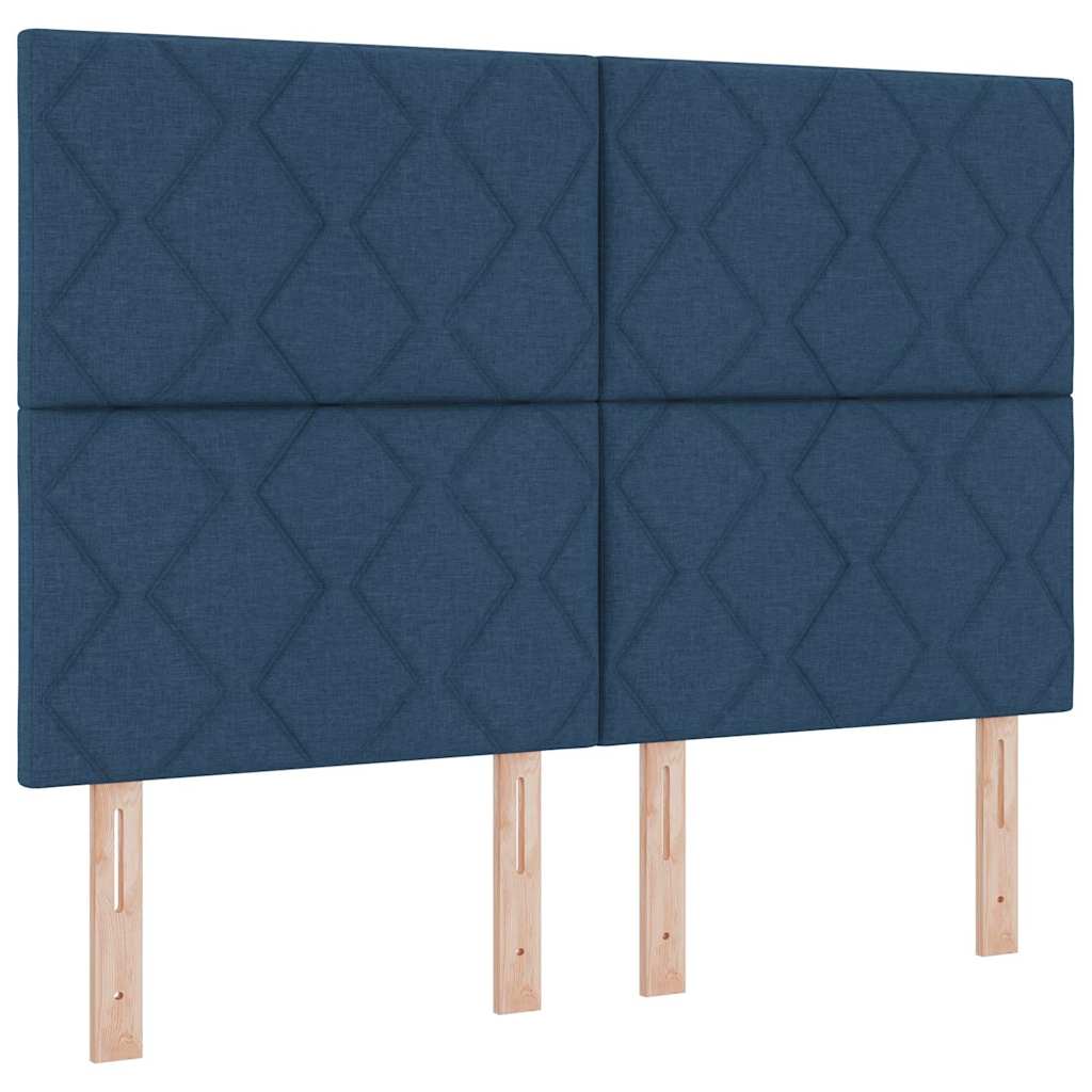Letto a molle con testiera Blu 140 x 200 cm Tessuto