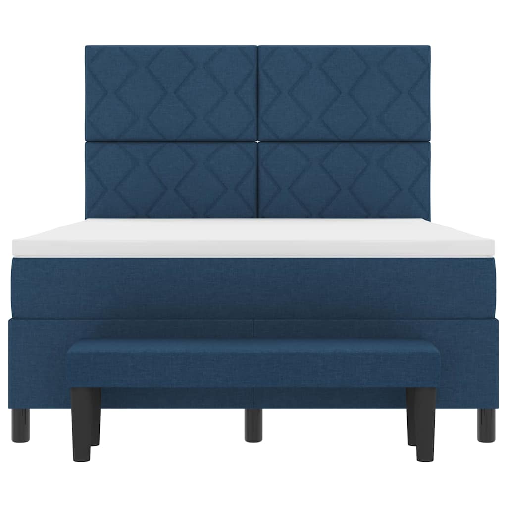 Letto a molle con testiera Blu 140 x 200 cm Tessuto