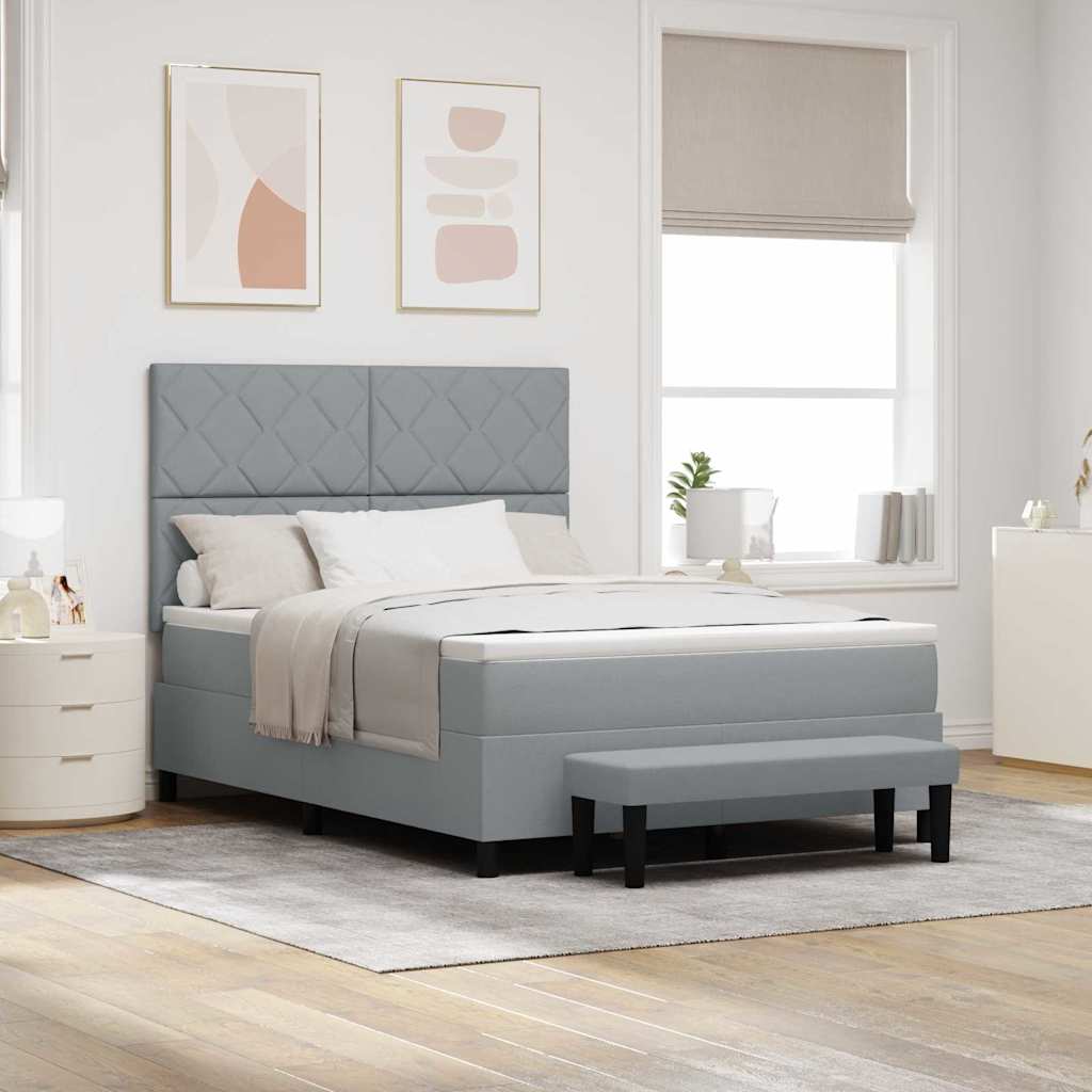 Letto a molle con testiera Grigio chiaro 160 x 200 cm Tessuto