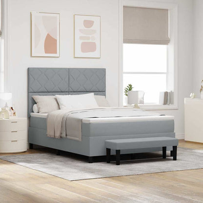 Letto a molle con testiera Grigio chiaro 160 x 200 cm Tessuto