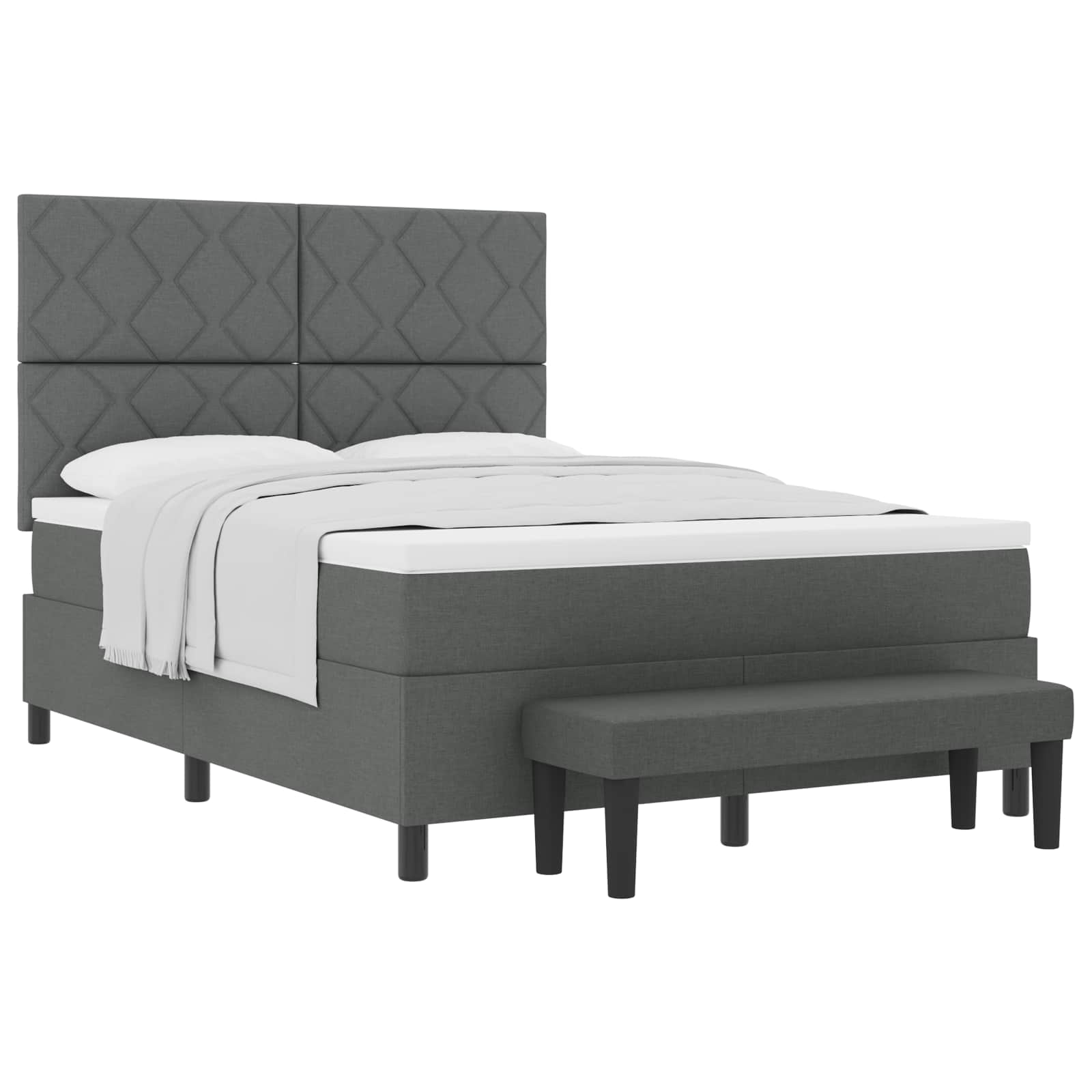 Letto a molle con testiera Grigio scuro 160 x 200 cm Tessuto | homemem39