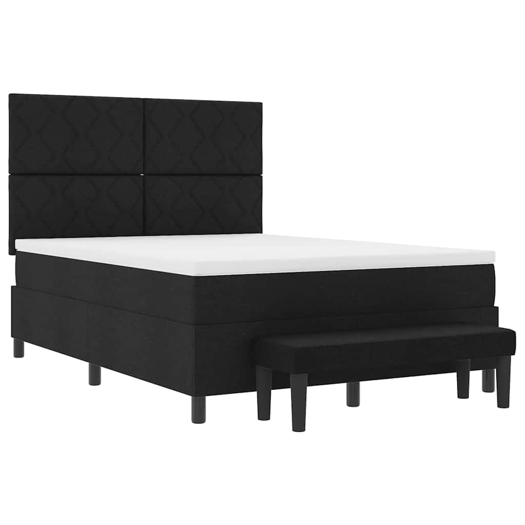 Letto a molle con testiera Nero 160 x 200 cm Tessuto