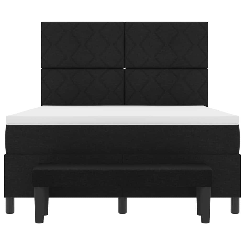 Letto a molle con testiera Nero 160 x 200 cm Tessuto