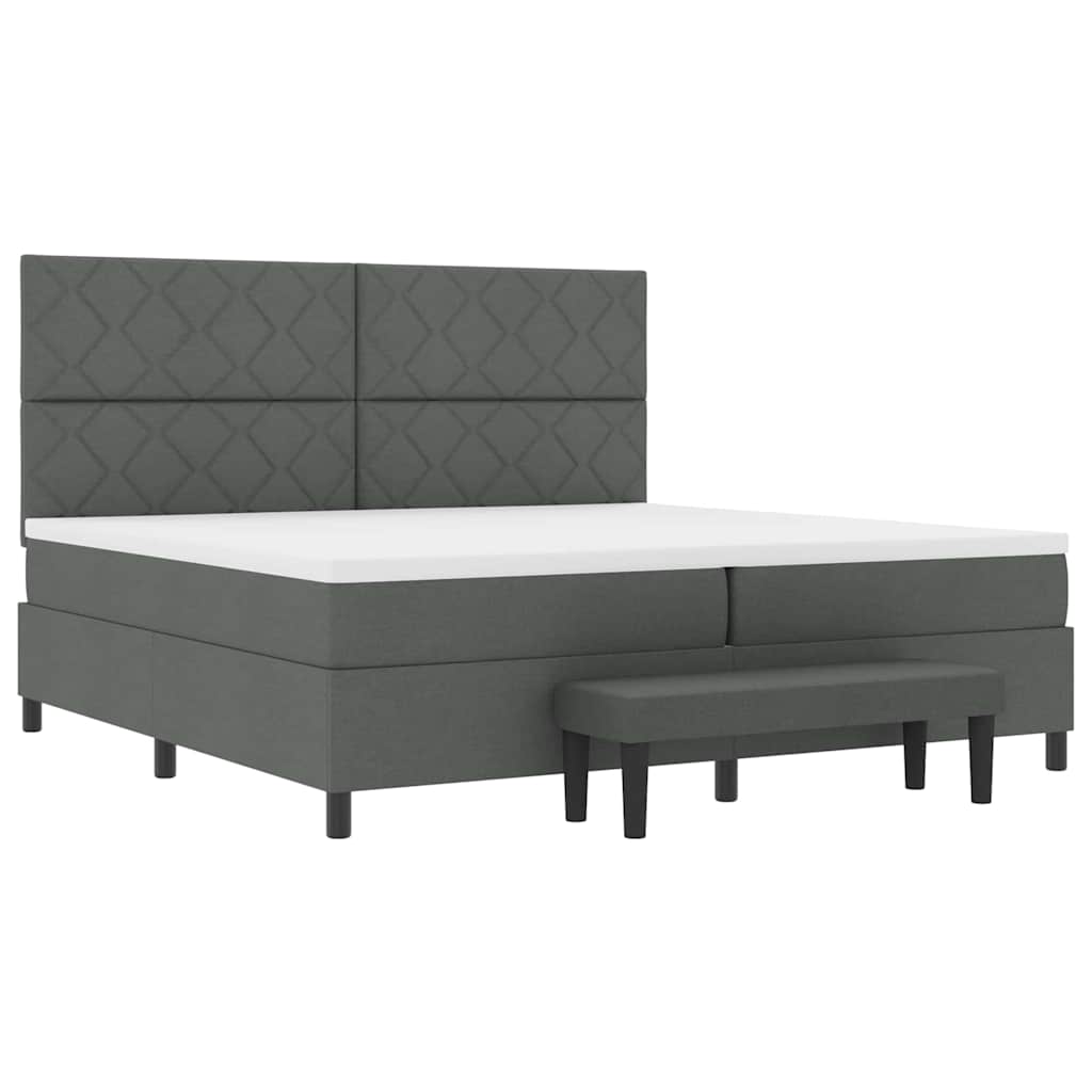 Letto a molle con materasso Grigio scuro 200 x 200 cm Tessuto