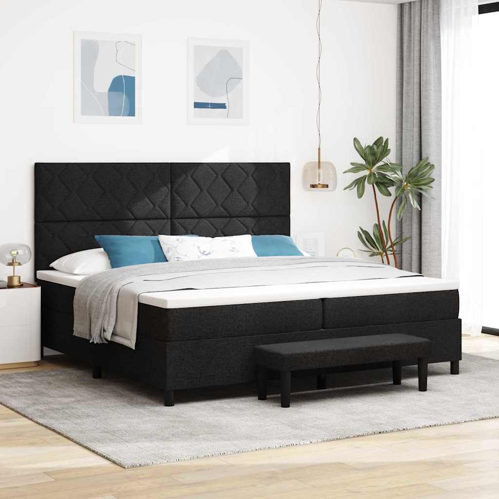 Letto a molle con testiera Nero 200 x 200 cm Tessuto | homemem39