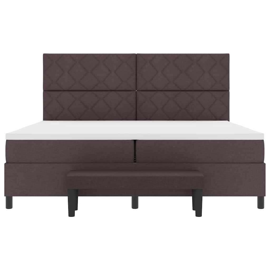 Letto a molle con testiera Marrone Scuro 200 x 200 cm Tessuto | homemem39