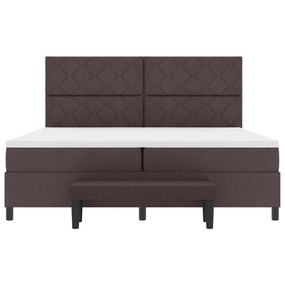 Letto a molle con testiera Marrone Scuro 200 x 200 cm Tessuto | homemem39